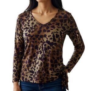 🐆 Animal Print Knit Tunic 👚 Side Tie Good Clothes Classics Small
